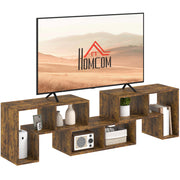Rustic Brown TV Stand for TVs up to 75 Inches with Storage Shelves Extendable Design by HOMCOM
