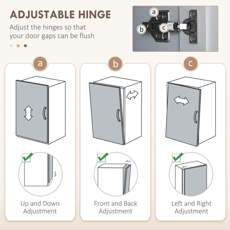 Grey Freestanding Kitchen Storage Cupboard, 4 Doors with Adjustable Shelves by HOMCOM