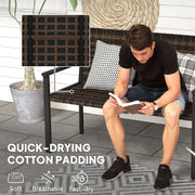 2 Seater Rattan Garden Bench with Cushions and Steel Frame for Patio or Park by Outsunny