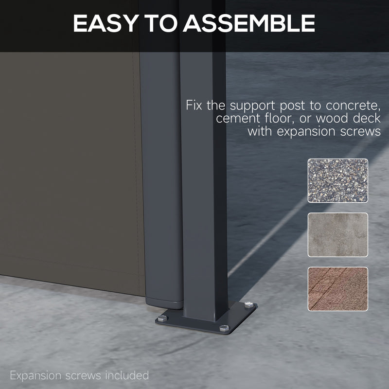 Dark Grey Retractable Side Awning Privacy Screen For Garden Hot Tub Or Balcony 4m