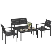 4pc Garden Furniture Set for All-Weather Outdoor Relaxing with Loveseat Coffee Table and Chairs Outsunny
