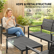 4pc Garden Furniture Set for All-Weather Outdoor Relaxing with Loveseat Coffee Table and Chairs Outsunny