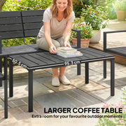 4pc Garden Furniture Set for All-Weather Outdoor Relaxing with Loveseat Coffee Table and Chairs Outsunny
