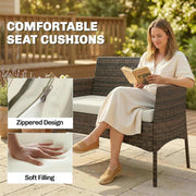 4pc Rattan Garden Furniture Conversation Set with Cushions and Tempered Glass Table for Outdoor Relaxing Outsunny