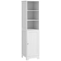 Tall Bathroom Cabinet with Open Shelves and Cupboard for Small Spaces White Homcom
