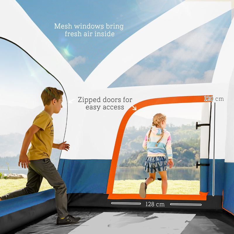 5 Person Family Camping Tent with Two Bedrooms and Living Area Waterproof Blue