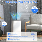 16L Dehumidifier with Multi Mode and Wheels for Easy Mobility, White by HOMCOM