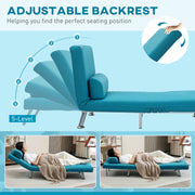 Dark Blue Single Linen Feel Sleeper Chair Comfortable Space Saving Design by HOMCOM