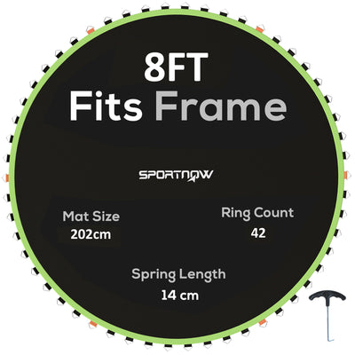 Trampoline Replacement Mat with Spring Tool 42 V-Hooks for 8ft Trampoline Green by SPORTNOW AOSOM