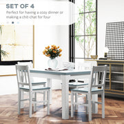 Set of 4 Wooden Dining Chairs with Slat Back Ideal for Kitchen or Dining Room White AOSOM