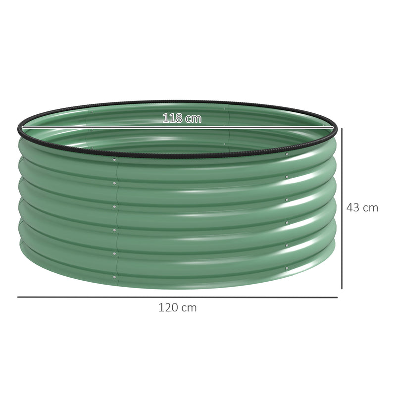 Light Green Galvanised Raised Garden Bed with Safety Edging and Gloves 120x120x43cm by Outsunny