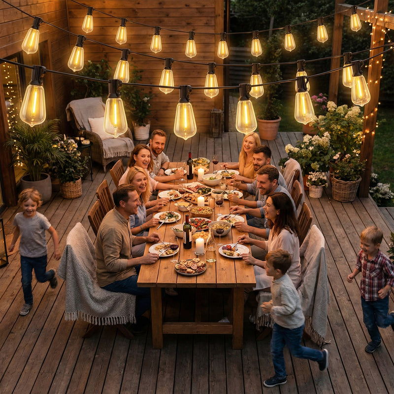 Curtain Lights for Indoor or Outdoor Gatherings with 50 Edison Bulbs Warm White Outsunny