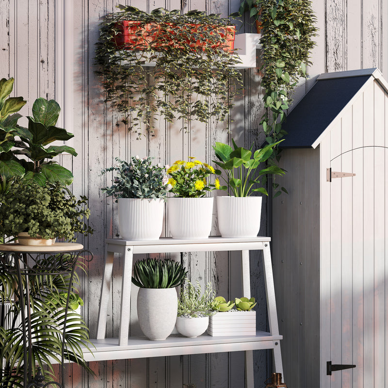 Set of Three White 22cm Planters for Indoor and Outdoor Use by Outsunny