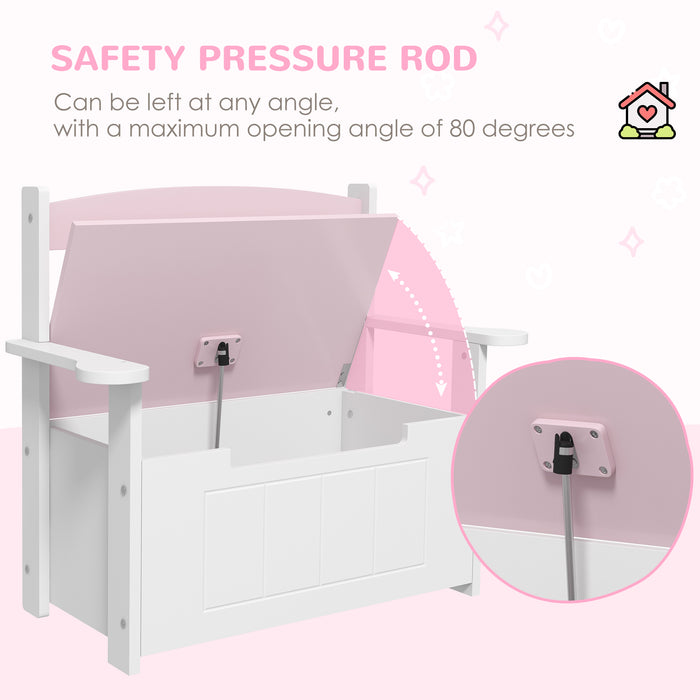 Pink 2 in 1 Toy Box with Lid for Kids Bedroom Nursery and Playroom by AIYAPLAY