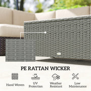 Rattan Garden Coffee Table with Glass Top for Patio or Conservatory Use Light Grey AOSOM