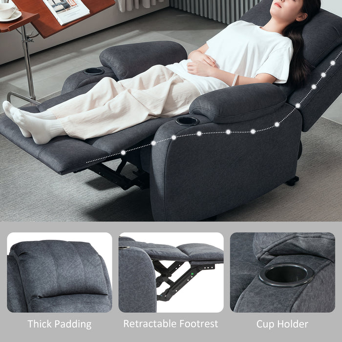 Black Microfibre Manual Reclining Armchair With Footrest by HOMCOM