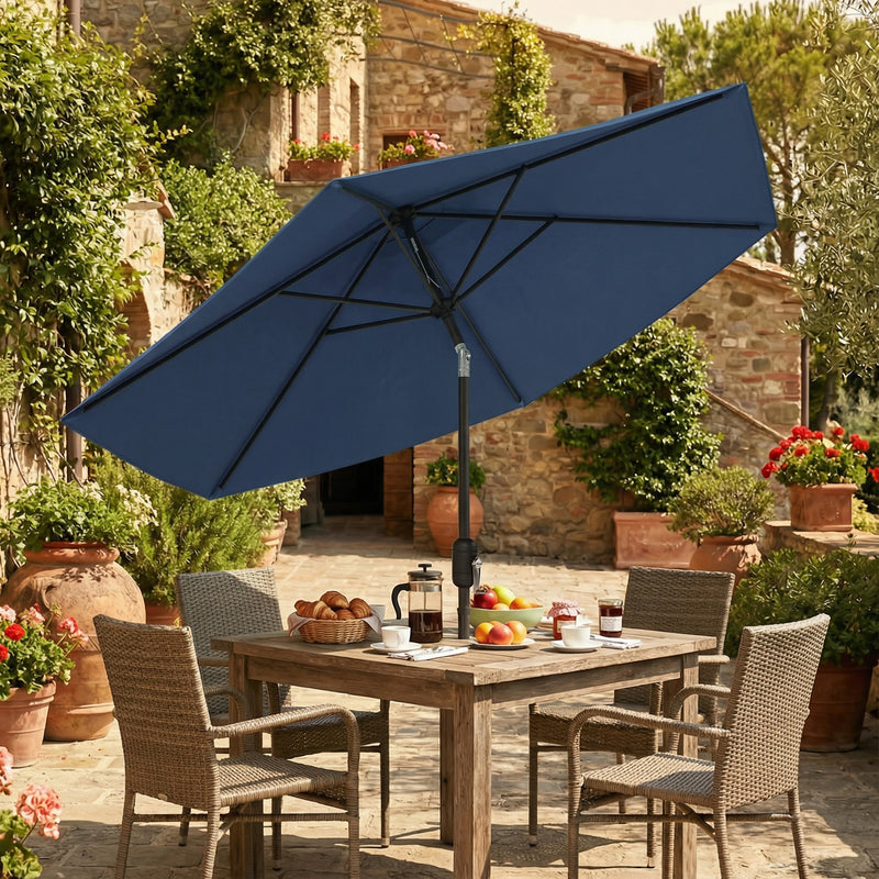 Garden Parasol with Tilt and Crank for Patio Shade and Sun Protection, Navy Blue