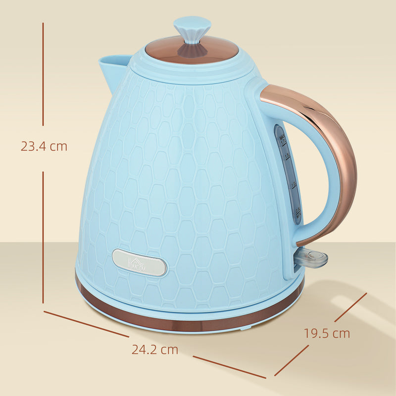 3kW Rapid Boil Electric Kettle With Honeycomb Design Ideal For Kitchens, Light Blue