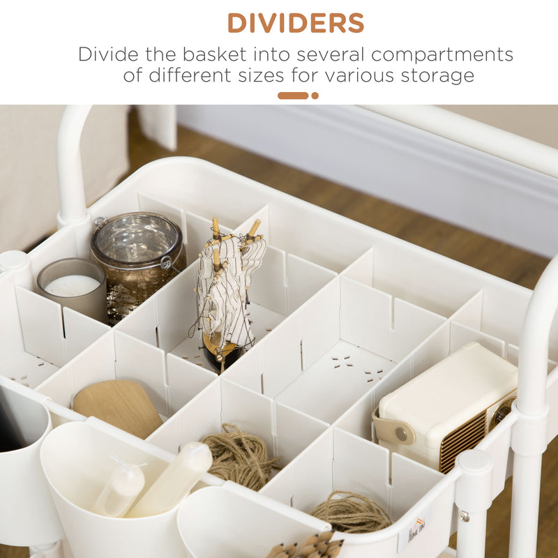 White Three Tier Home Trolley with Handle and Wheels by HOMCOM