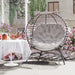 Light Grey Rattan Egg Chair with Cushion and Side Pocket for Garden Comfort by Outsunny