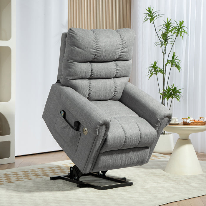 Grey Electric Rise and Recline Massage Armchair with Padded Seat by HOMCOM
