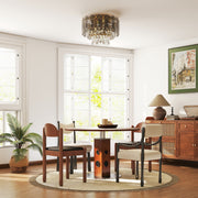 3 Light Vintage Ceiling Chandelier Flush Mount With Crystal Glass Shades For Living Room Gold