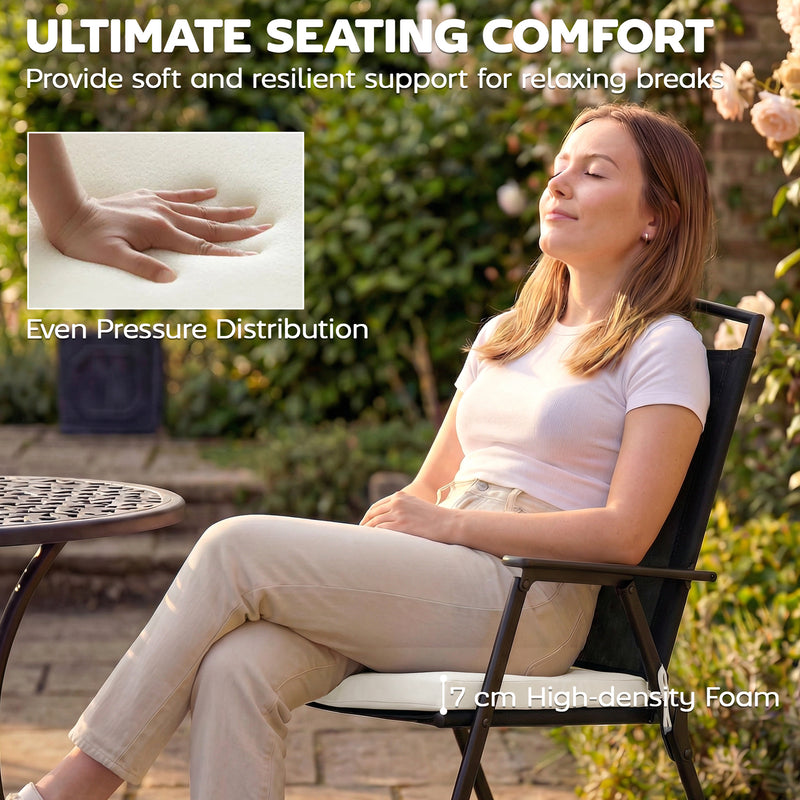 Garden Seat Cushions Set of 6 for Comfortable Outdoor Chairs Removable Covers Cream White Outsunny