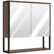 Bathroom Mirror Cabinet With Soft Close Doors And Adjustable Shelf For Storage, Natural Wood