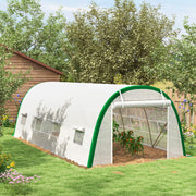 Walk In Polytunnel Greenhouse With Mesh Windows And Zipped Doors For Garden Use White AOSOM