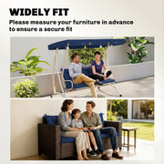 Bench Cushion for Three Seater Garden Bench or Swing Chair with Ties Dark Blue AOSOM