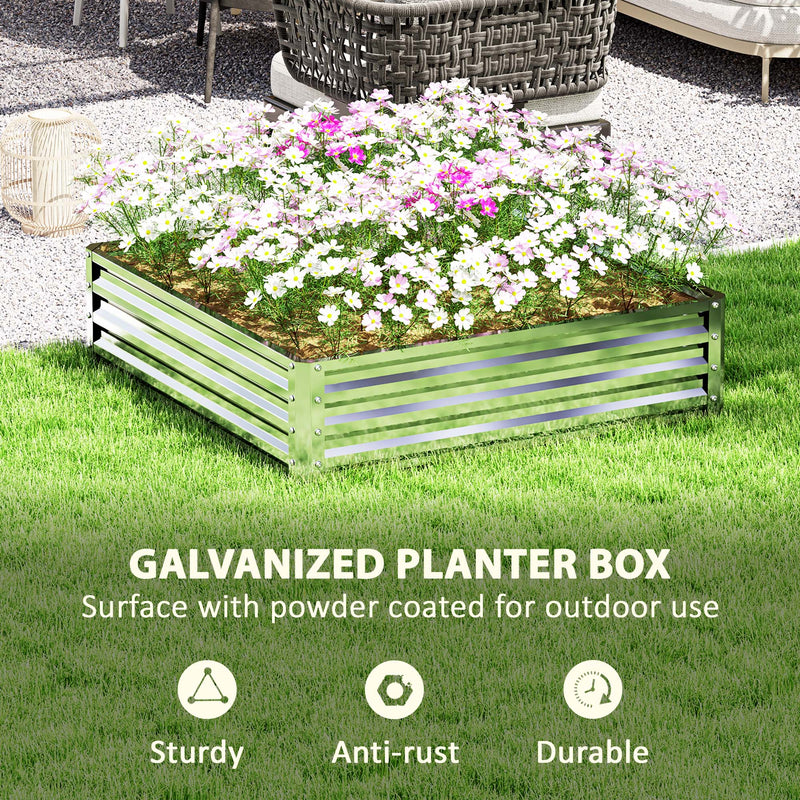 Square Raised Garden Bed Planter Box With Durable Steel Frame For Vegetables Silver