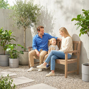 Wooden Garden Bench with Lift-Up Table and Hidden Storage for Outdoor Seating Teak AOSOM