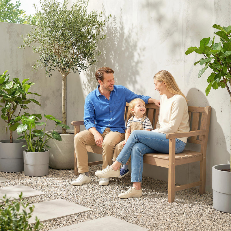 Wooden Garden Bench with Lift-Up Table and Hidden Storage for Outdoor Seating Teak AOSOM