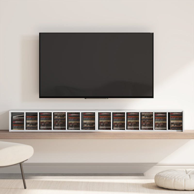 CD Storage Shelves Set of 2 with Adjustable Compartments for Media Organisation White AOSOM