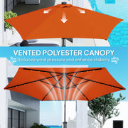 Orange 3m Cantilever Garden Parasol with Solar LED Lights for Patio and Decking by Outsunny