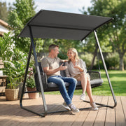 2 Seater Garden Swing Chair with Cushions and Adjustable Canopy for Shaded Relaxation Dark Grey Outsunny