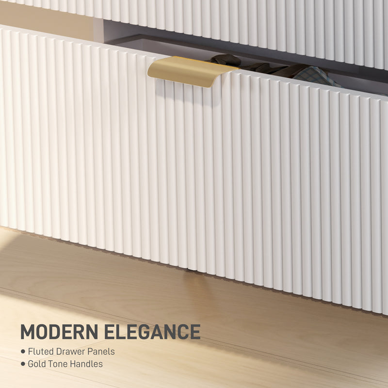 White Four Drawer Elegant Bedside Table with Storage by HOMCOM