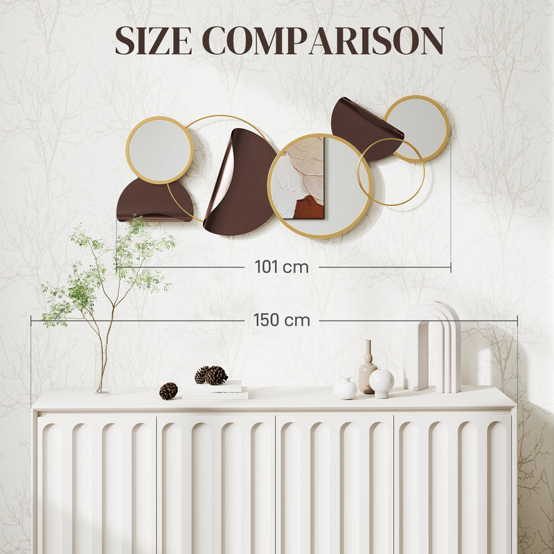 Gold Metal Wall Art Decorative Mirror for Living Room Bedroom or Dining Room