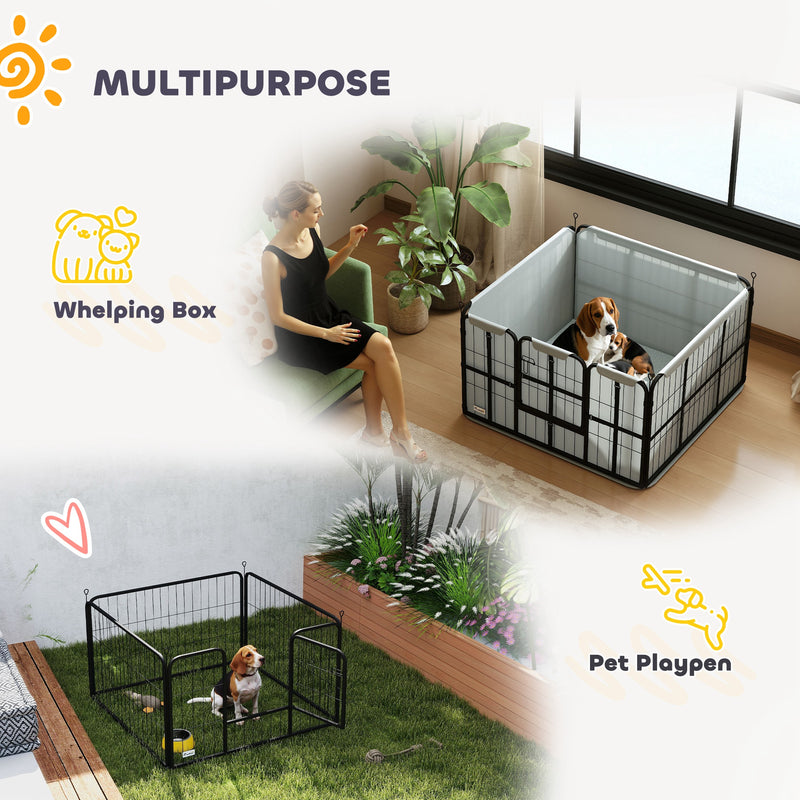 Steel Dog Whelping Box with Washable Pad and Windproof Cloth for Small Medium Dogs by PawHut