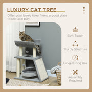 Tall Cat Tree Tower with Scratching Posts Bed Perch and Toy for Indoor Cats Light Grey