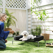 Raised Pet Bed for Small Dogs or Cats with Cooling Mesh and Supportive Pillow Black AOSOM