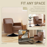 Swivel Accent Chair With Thick Padding Ideal For Living Room Or Office Use Brown AOSOM