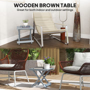 Foldable Wooden Garden Side Table for Outdoor or Indoor Use Slatted Top Light Grey Outsunny