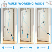 Automatic Doorway Cat Toy With Timer For Indoor Play And Scratch Prevention White Blue Pawhut