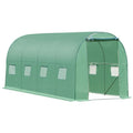 Walk In Polytunnel Greenhouse, Zip Door, 8 Windows, 4x2m Outsunny