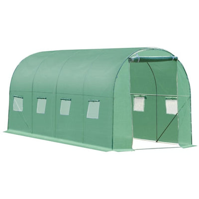 Walk In Polytunnel Greenhouse, Zip Door, 8 Windows, 4x2m Outsunny