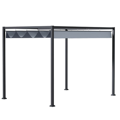 3m x 4m Grey Pergola With Retractable Roof Outsunny