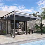 3m x 4m Grey Pergola With Retractable Roof Outsunny