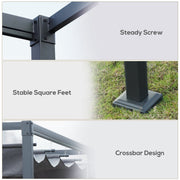 3m x 4m Grey Pergola With Retractable Roof Outsunny