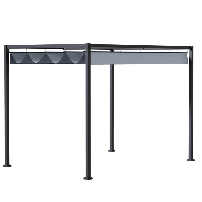 3m x 4m Grey Pergola With Retractable Roof Outsunny